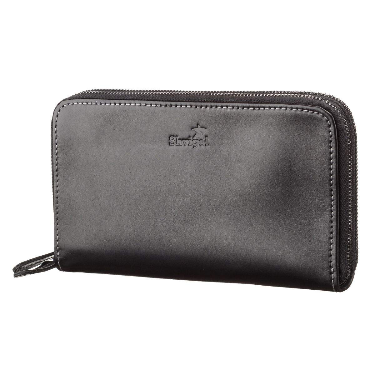 Premium Long Leather Bifold Wallet with Zipper - Large Capacity Checkbook Organizer for Men & Women - Stylish Black Clutch (11082) - Perfect for Business, Travel & Everyday Use