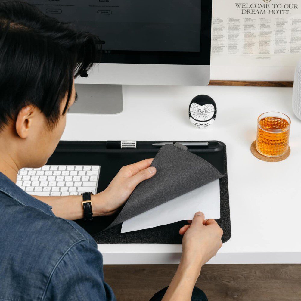 ORBITKEY Slim Desk Mat - Black | Premium Non-Slip Office Desk Pad | Perfect for Home Office, Gaming & Workspace Organization
