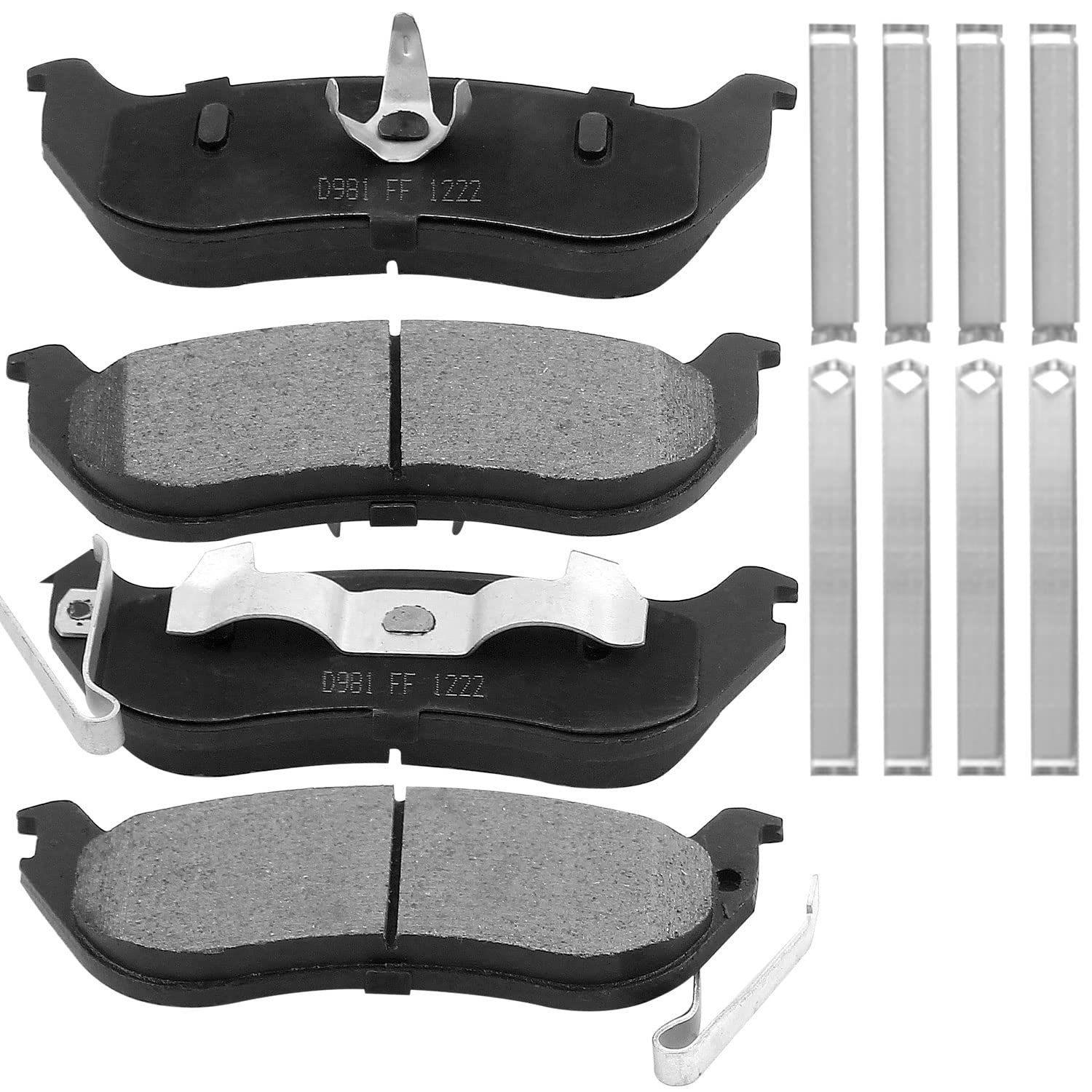 Premium Ceramic Brake Pads Set (4-Piece) with Hardware Kit for Jeep Liberty & Wrangler - Low Dust, High Performance Braking - Perfect for Off-Road Adventures & Daily Commutes