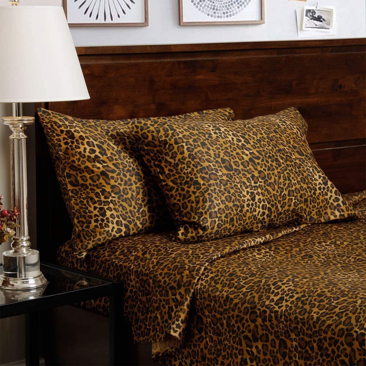 Premium Split King Sheet Sets for Adjustable Beds - Half Split King Size, Sleep Number Compatible - Soft Leopard Print Design (King 34