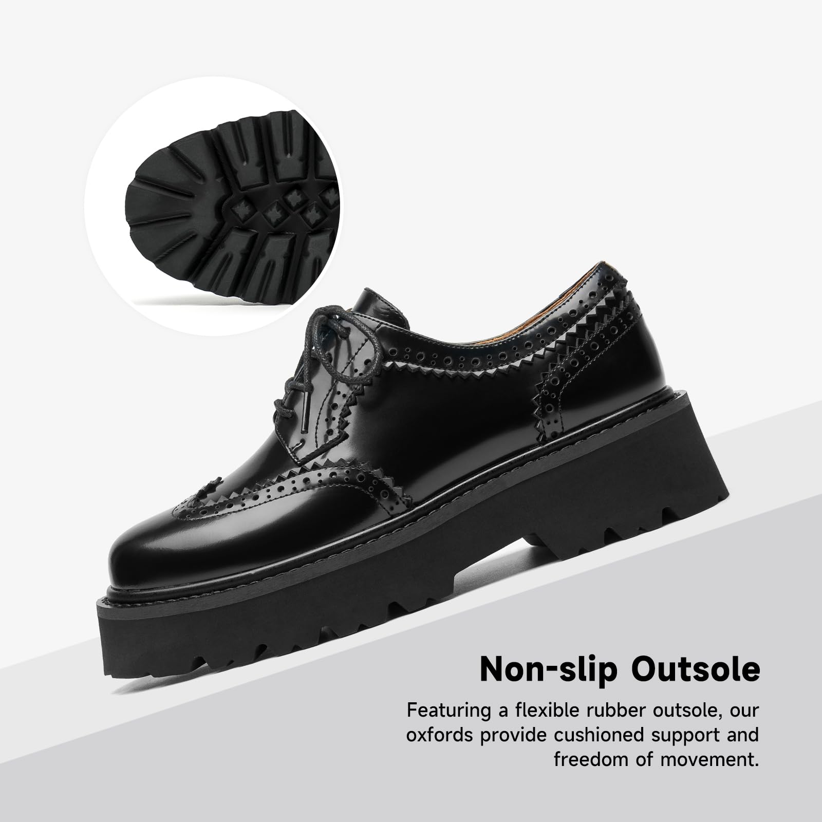 BEAU TODAY Women's Platform Oxford Shoes - Chunky Leather Lace-Up Comfortable Dress Shoes for Business, Office & Casual Wear | Perfect for Work, Daily Commute & Professional Outfits