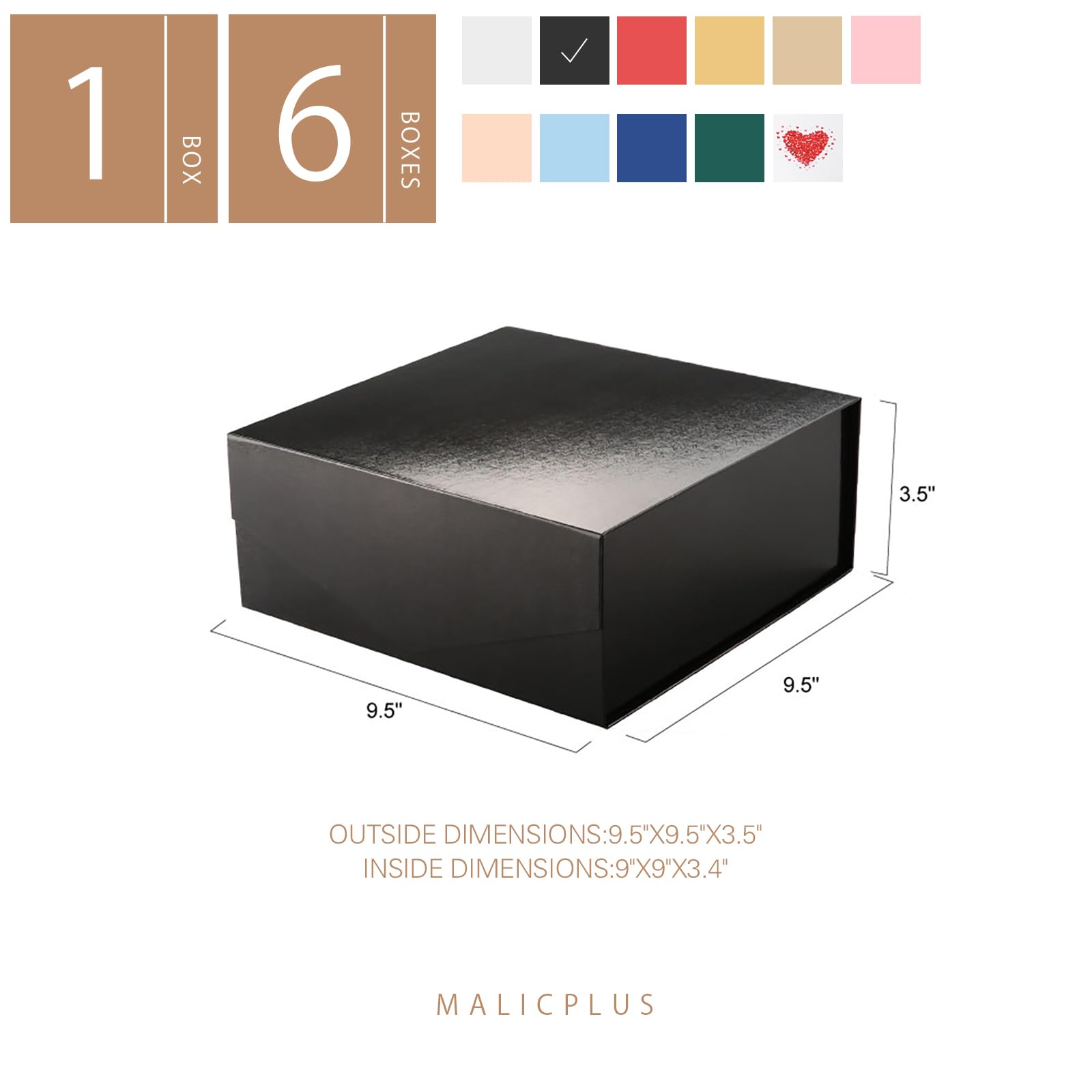 Premium 9x9x3.4 Inch Black Gift Box with Magnetic Closure - Grass Texture Luxury Presentation Box for Groomsman Proposals, Wedding Favors, Birthday Gifts & Special Occasions - Elegant Keepsake Storage Solution