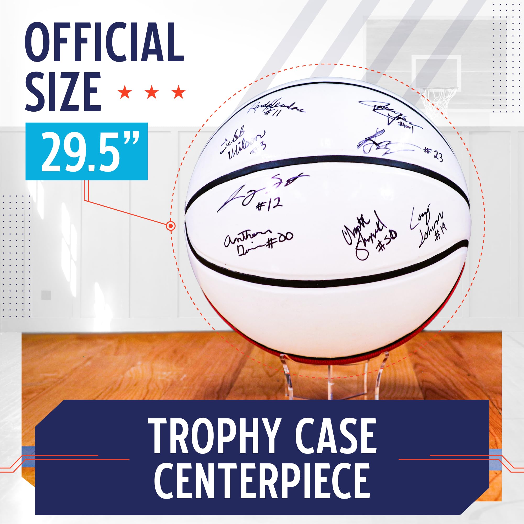 Murray Autograph Basketball with Stand - Signature Display for Collectors, 29.5