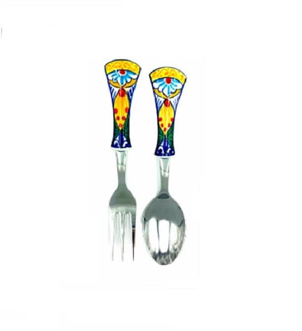 Premium Ceramic Handle Serving Spoons Set of 2 - Elegant Tableware for Dining, Entertaining & Buffet Serving