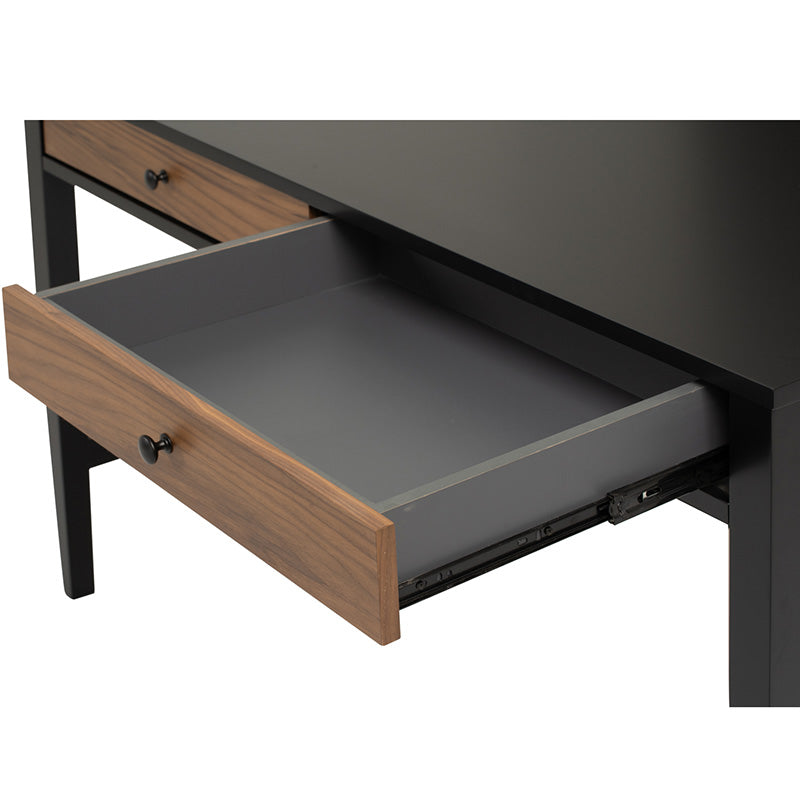 CONALL 47-Inch Study Desk with Storage - Walnut & Black Finish - Perfect for Home Office, Dorm Room, or Small Spaces