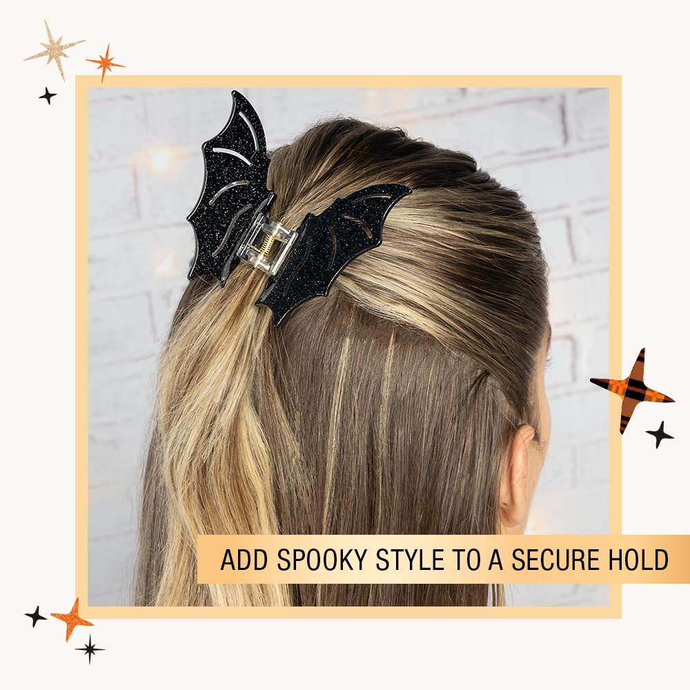 Scunci by Conair Bat Claw Hair Clip - Black Halloween Hair Accessories for Women - 1 Count - Perfect for Costume Parties, Spooky Events & Everyday Gothic Style