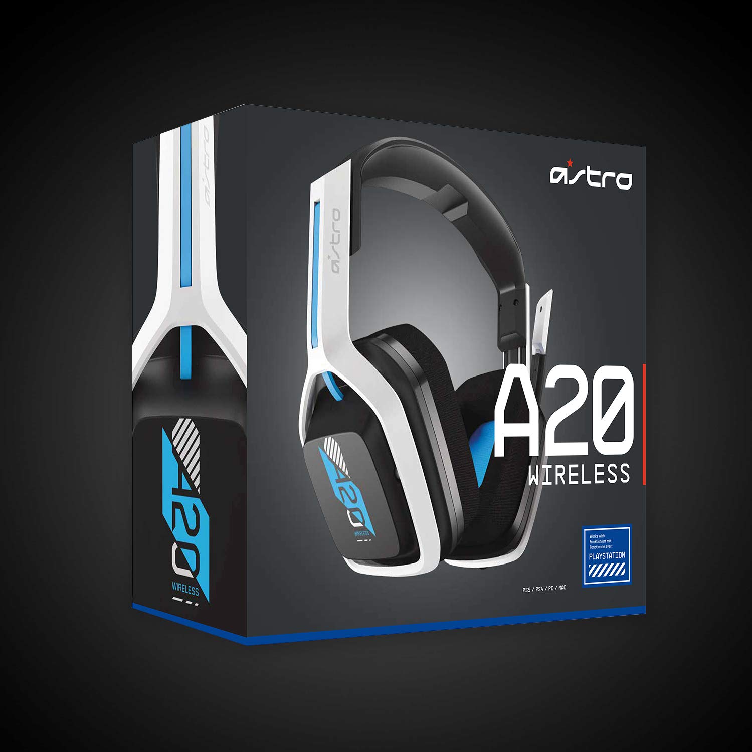 ASTRO Gaming A20 Wireless Headset Gen 2 for PS5, PS4, PC & Mac - White/Blue Gaming Headphones with Noise Cancelling Mic - Perfect for Online Gaming, Streaming & Virtual Meetings