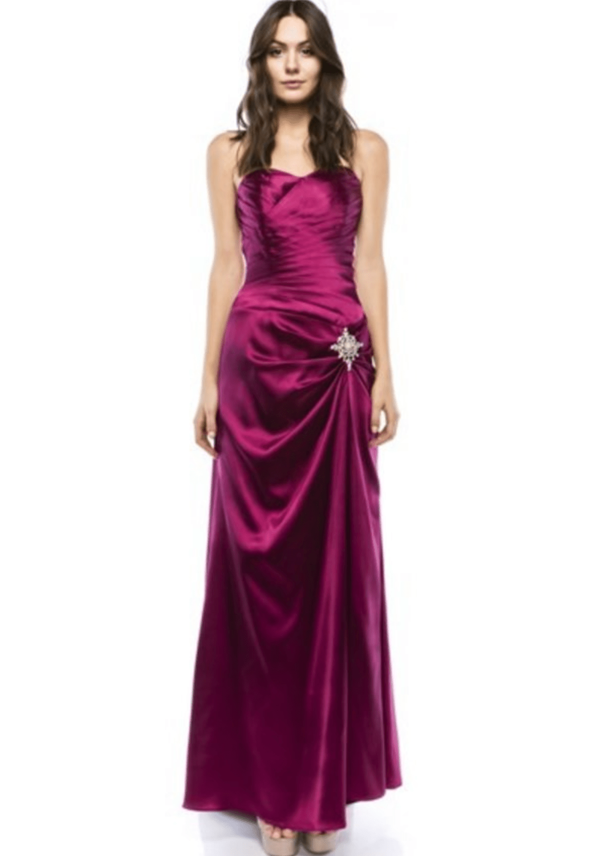 Elegant Long Satin Gown by Chicas - Women's Formal Evening Dress for Prom, Wedding & Special Occasions