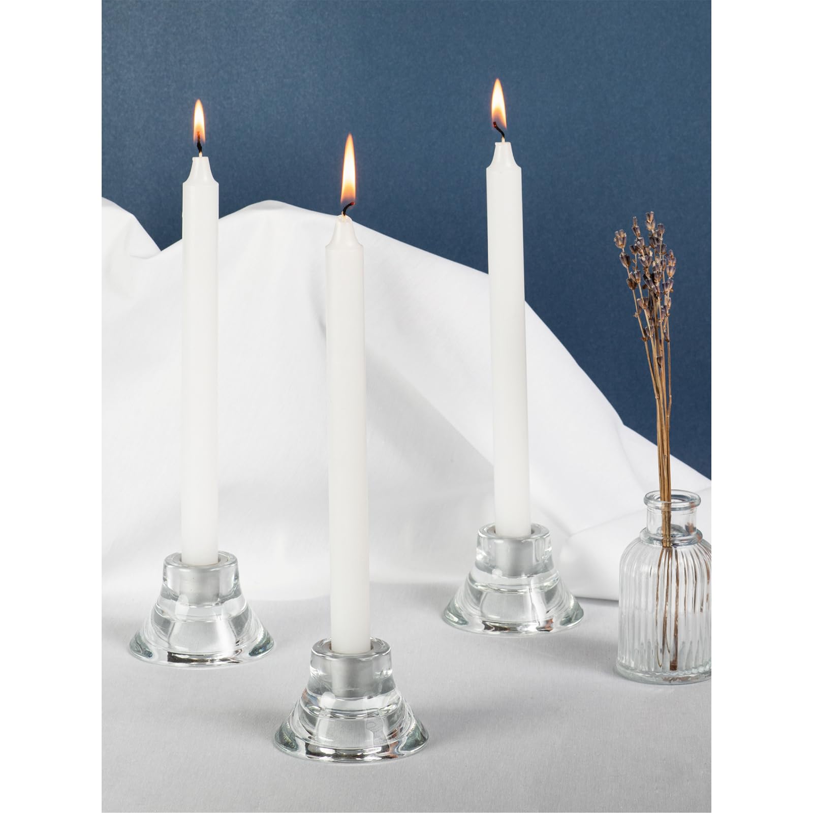 Premium White Taper Candles 12 Inch (Pack of 4) - Unscented, Dripless & Smokeless Long Candlesticks for Elegant Dining, Romantic Dinners, Wedding Centerpieces & Home Decor