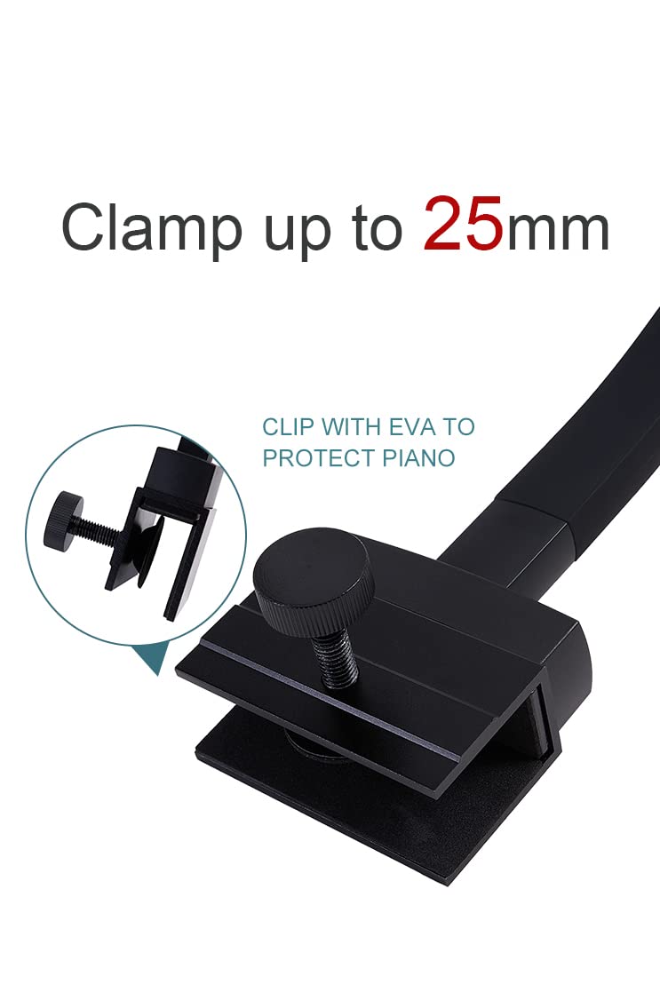 Professional LED Piano Light with 5 Color Temperatures & 5 Dimming Levels - Clip-On Sheet Music Lamp for Digital & Grand Pianos - Eye-Care Lighting for Home Practice, Concerts & Music Studios