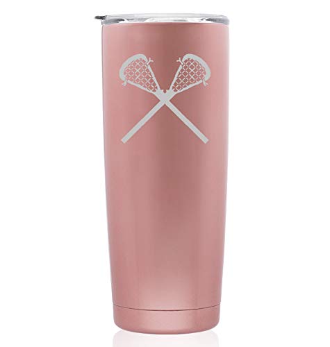 Rose Gold Double Wall Vacuum Insulated Stainless Steel Tumbler - 20oz Skinny Travel Mug for Hot & Cold Drinks - Perfect for Coffee, Tea, Gym, Office & Outdoor Activities