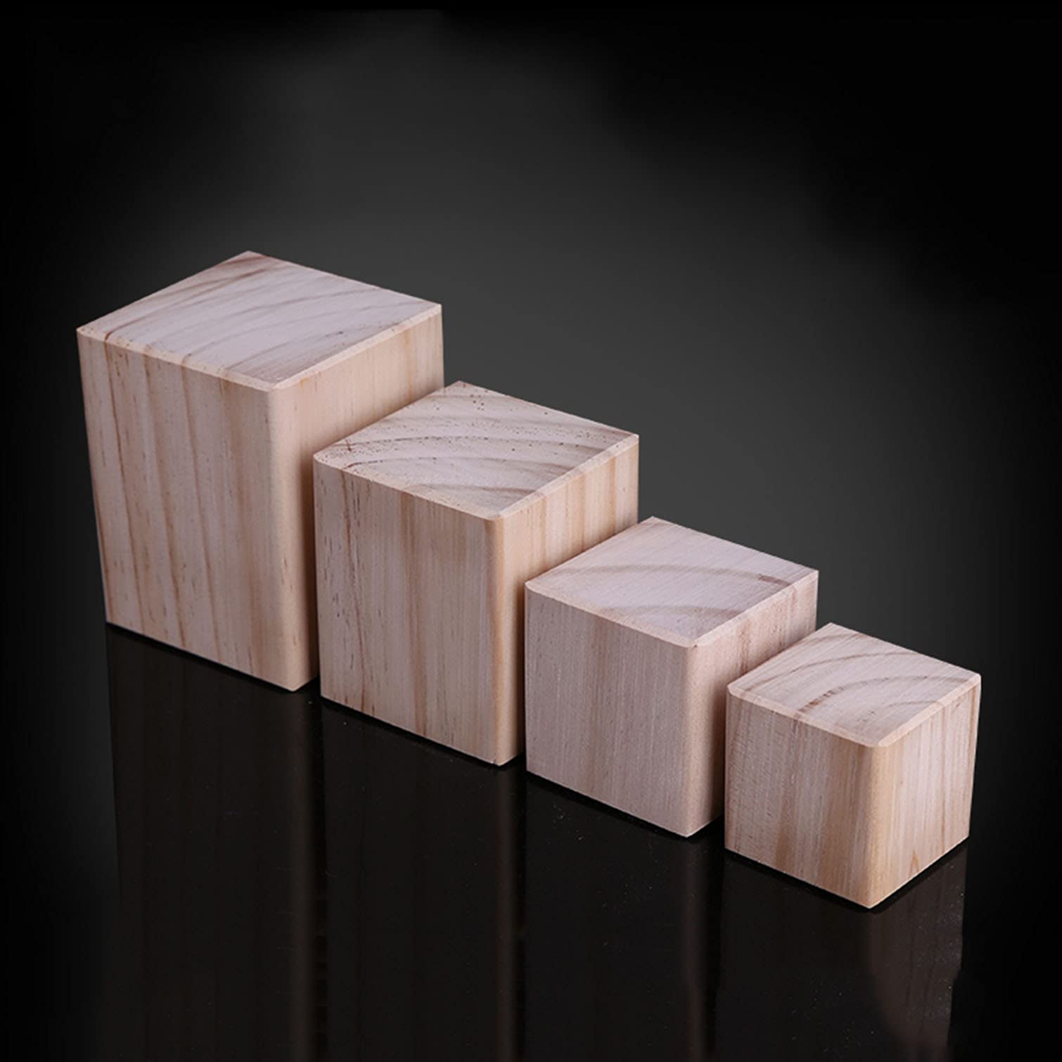 4 Pack Solid Wood Furniture Risers - Heavy Duty Pine Bed & Sofa Lifters, 6x6x8cm, Supports 500kg - Natural Wooden Leg Extenders for Beds, Tables, Cabinets - Perfect for Home Office, Dorm Room & Living Room Furniture Height Adjustment