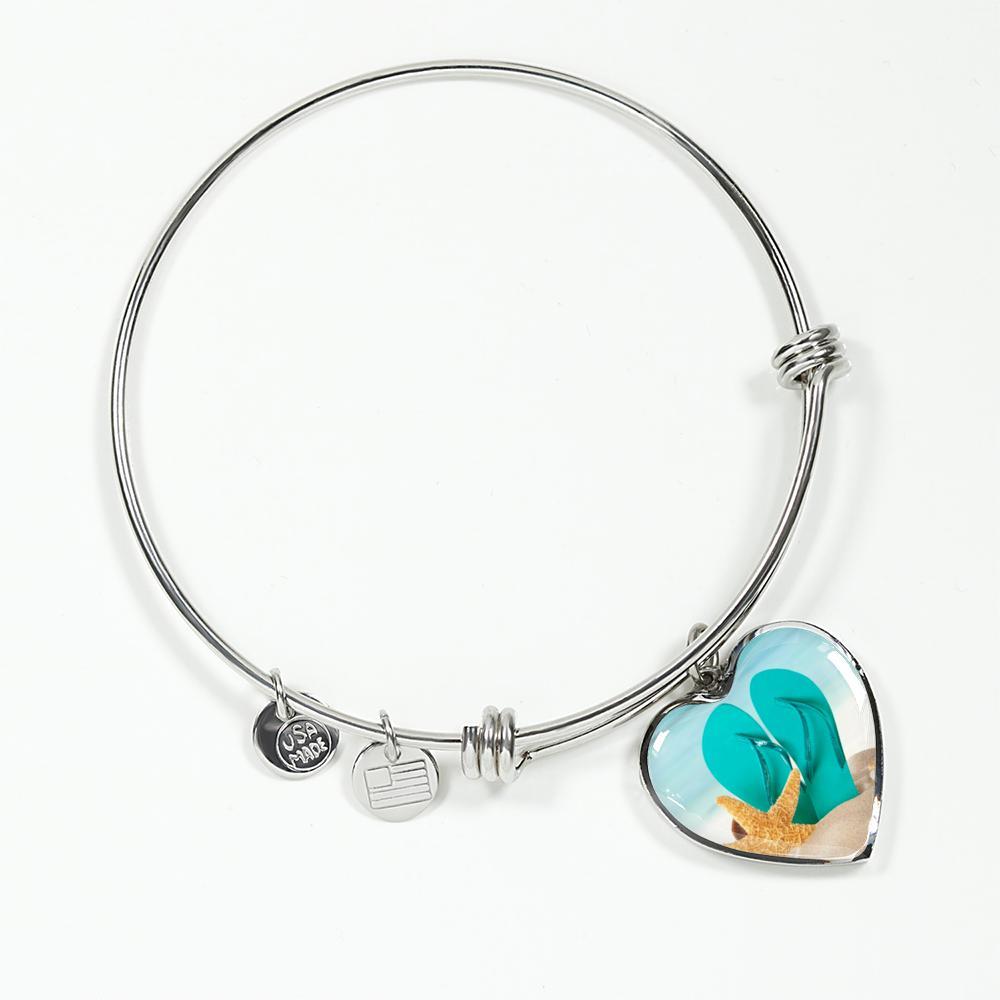 Flip Flops On The Beach Bracelet - Stylish Summer Beach Jewelry for Women - Perfect for Vacations, Pool Parties & Seaside Getaways
