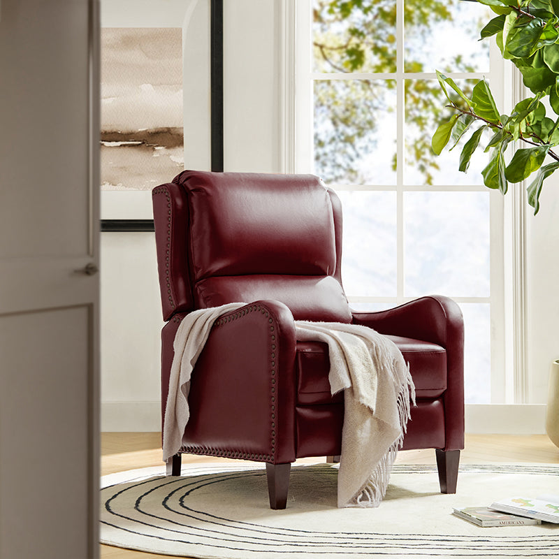 Deliat Genuine Leather Recliner Chair - Premium Comfort for Living Room, Home Theater & Office - Adjustable Footrest & Lumbar Support - Brown PU Leather Sofa for Relaxation & Entertainment