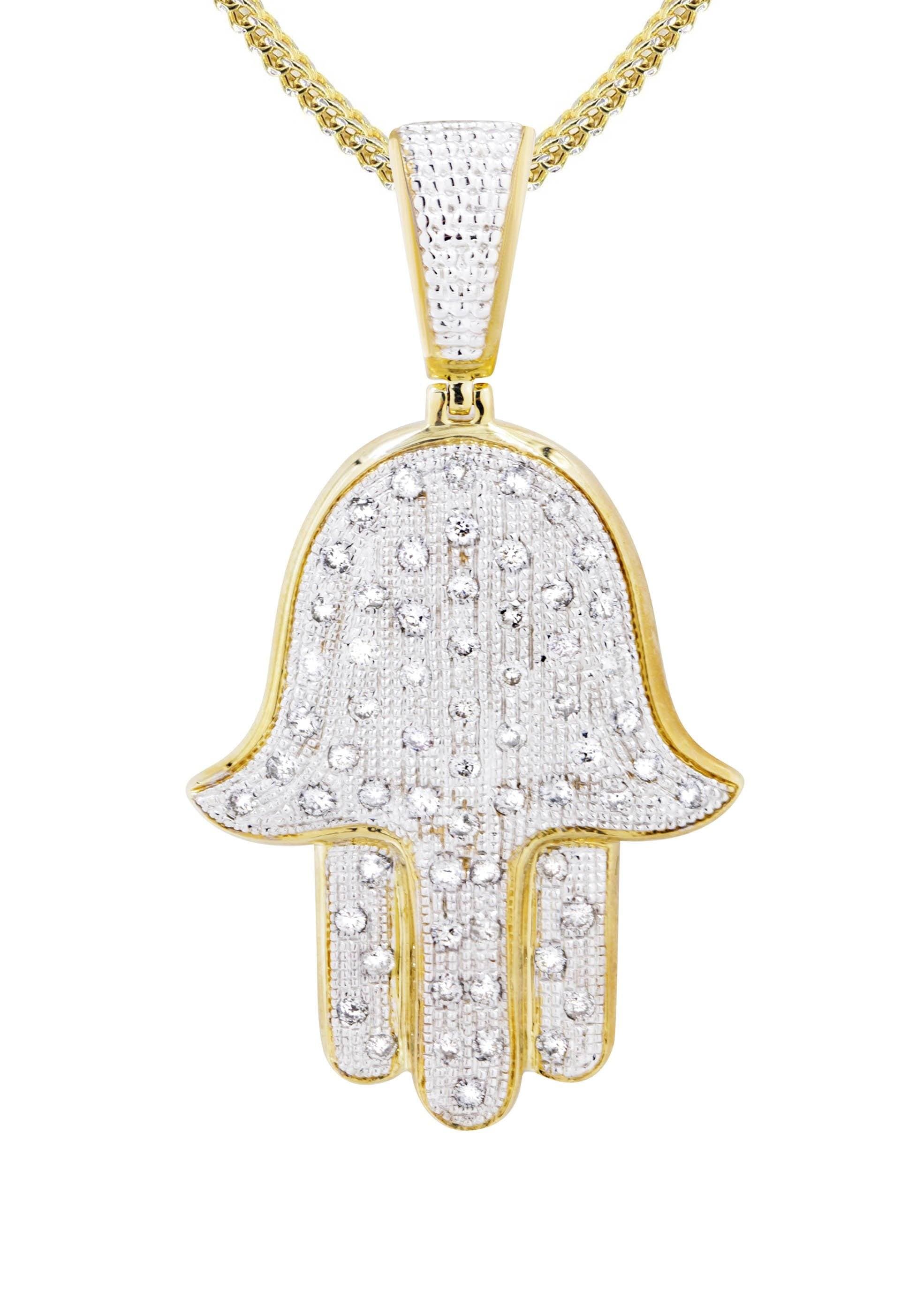 10K Yellow Gold Hamsa Diamond Necklace - 1.09 Carats Genuine Diamond Pendant for Women | Elegant Jewelry Gift for Birthday, Anniversary & Special Occasions