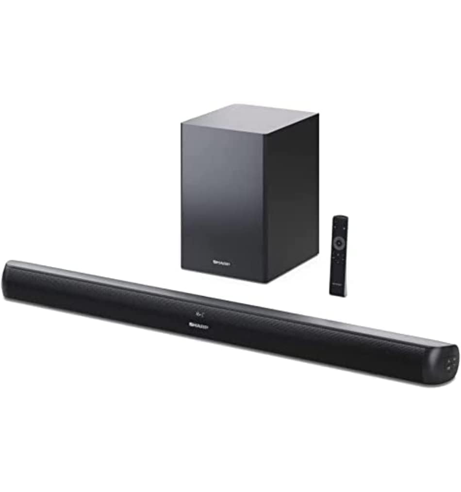 SHARP HT-SBW202 2.1 Channel Soundbar with Wireless Subwoofer - 200W Slim Bluetooth Speaker for TV, Home Theater & Streaming | HDMI ARC, Optical, USB, AUX Inputs | Wall Mountable or Tabletop Setup - Perfect for Movies, Gaming & Music (Black)