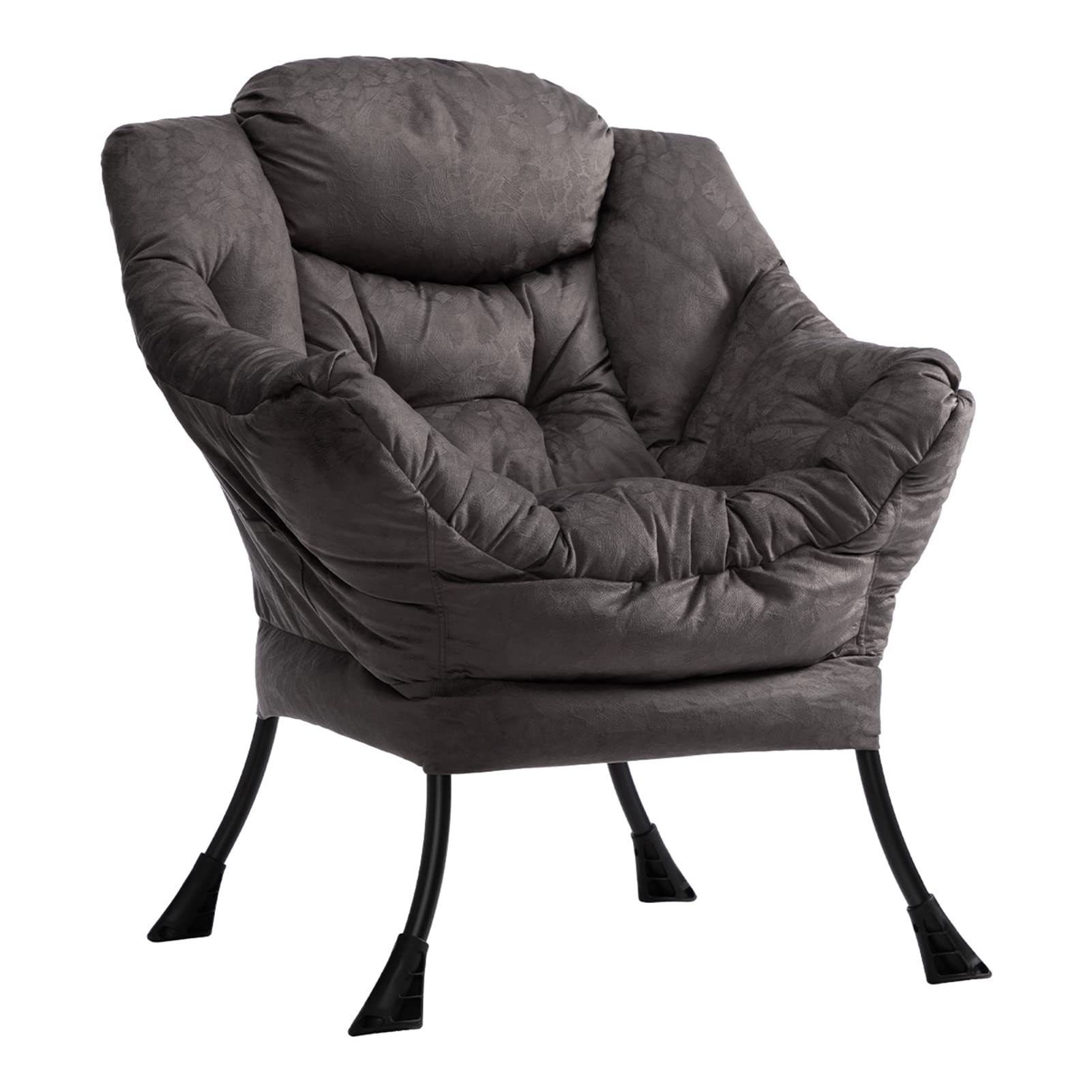 HollyHOME Modern Fabric Oversized Lounge Chair - Extra Large Comfy Reading Chair with Thick Padding & Armrests, Steel Frame Accent Chair for Living Room, Bedroom, Dorm - Perfect for Relaxing, Reading & Napping (Coffee Grey)