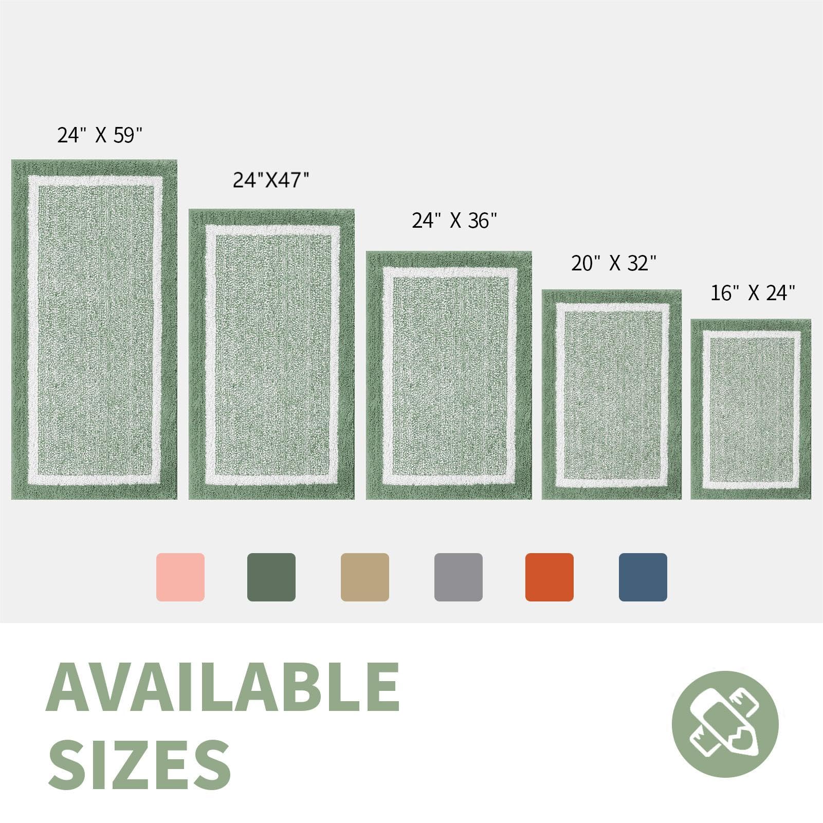 Non-Slip Fluffy Shaggy Bath Mat - Ultra Soft Absorbent Microfiber Bathroom Rug for Shower, Sink & Kitchen - Washable Sage Green Bath Mat 16