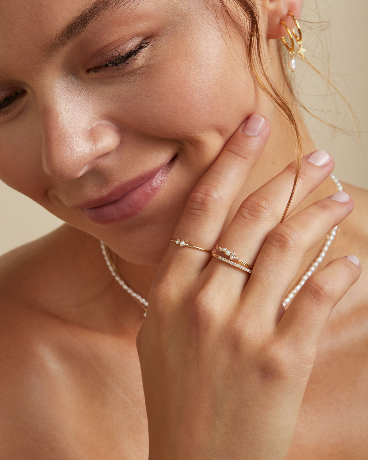 14K Solid Gold Tranquillity Diamond Ring for Women - Elegant Stackable Dainty Band for Engagement, Wedding, Anniversary & Everyday Wear