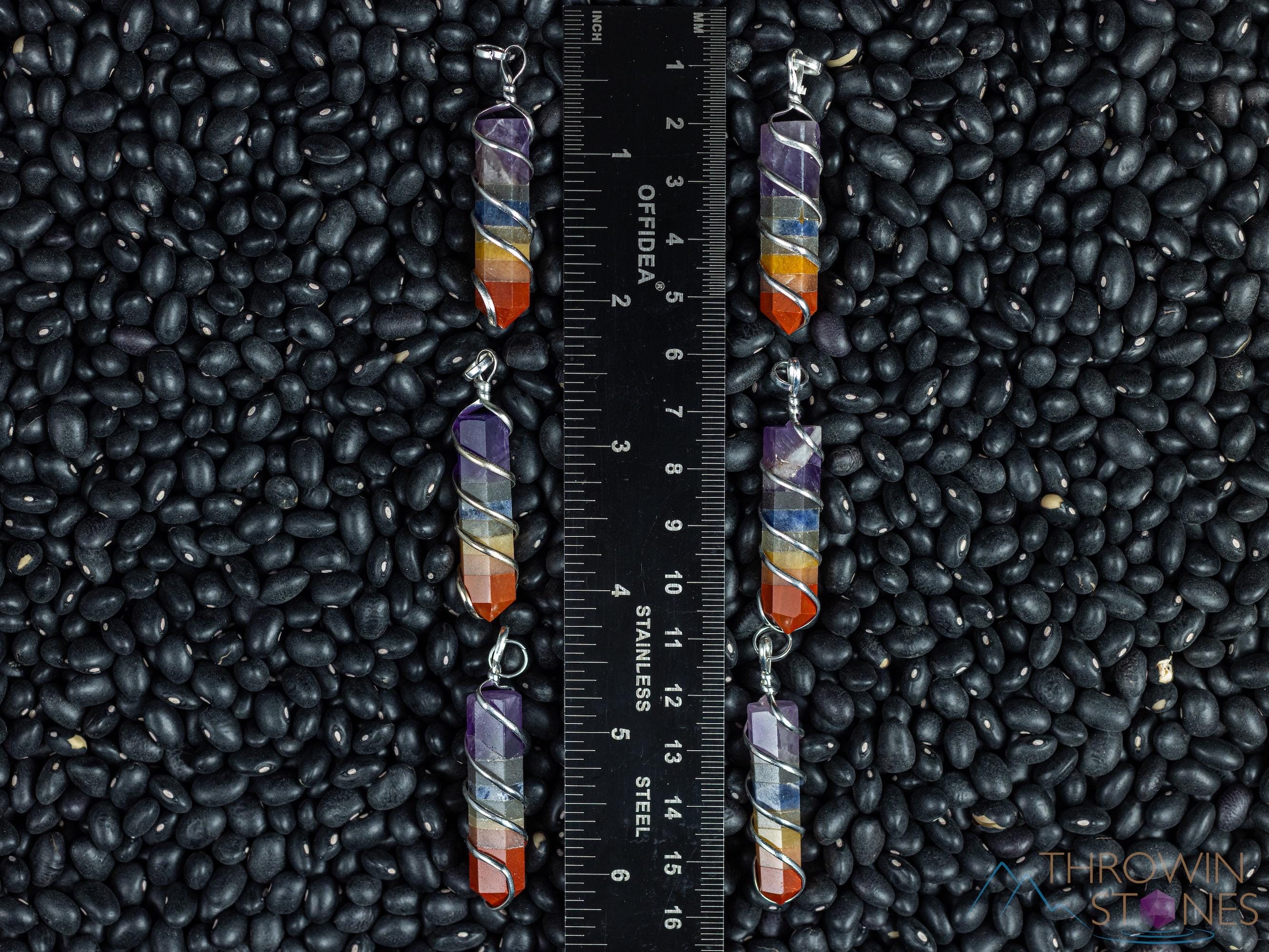 Rainbow Chakra Crystal Point Pendant Necklace - Handmade Wire Wrapped Healing Gemstone Jewelry with Natural Stones for Meditation, Energy Healing & Spiritual Gifts (E1360)
