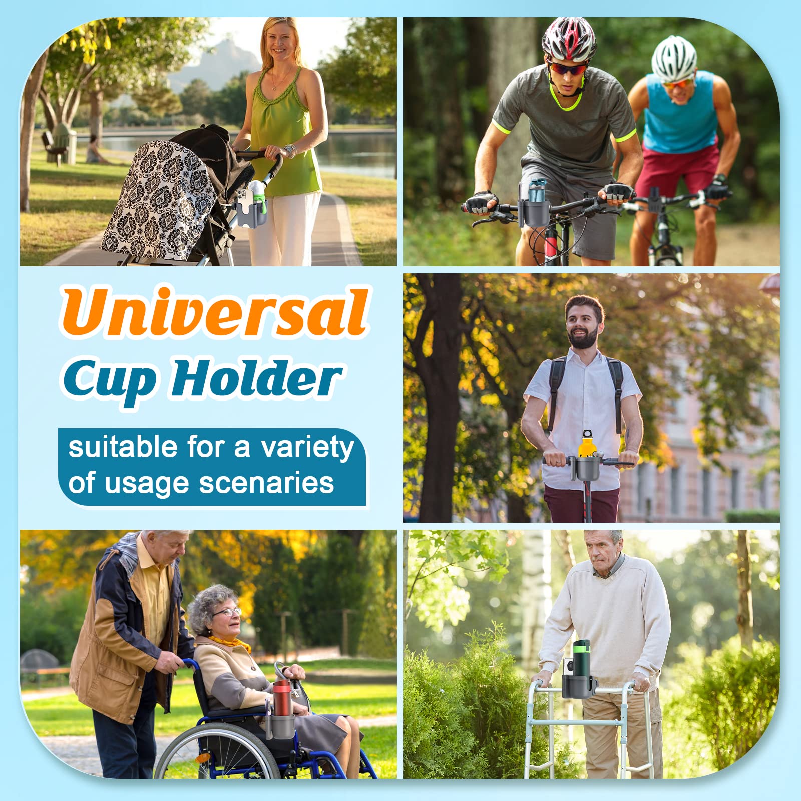Premium Universal Stroller Cup Holder with Phone Pocket - 2-in-1 Adjustable Bottle Holder for Wheelchairs, Bikes, Walkers & Pushchairs | Perfect for Parents, Caregivers & Outdoor Enthusiasts