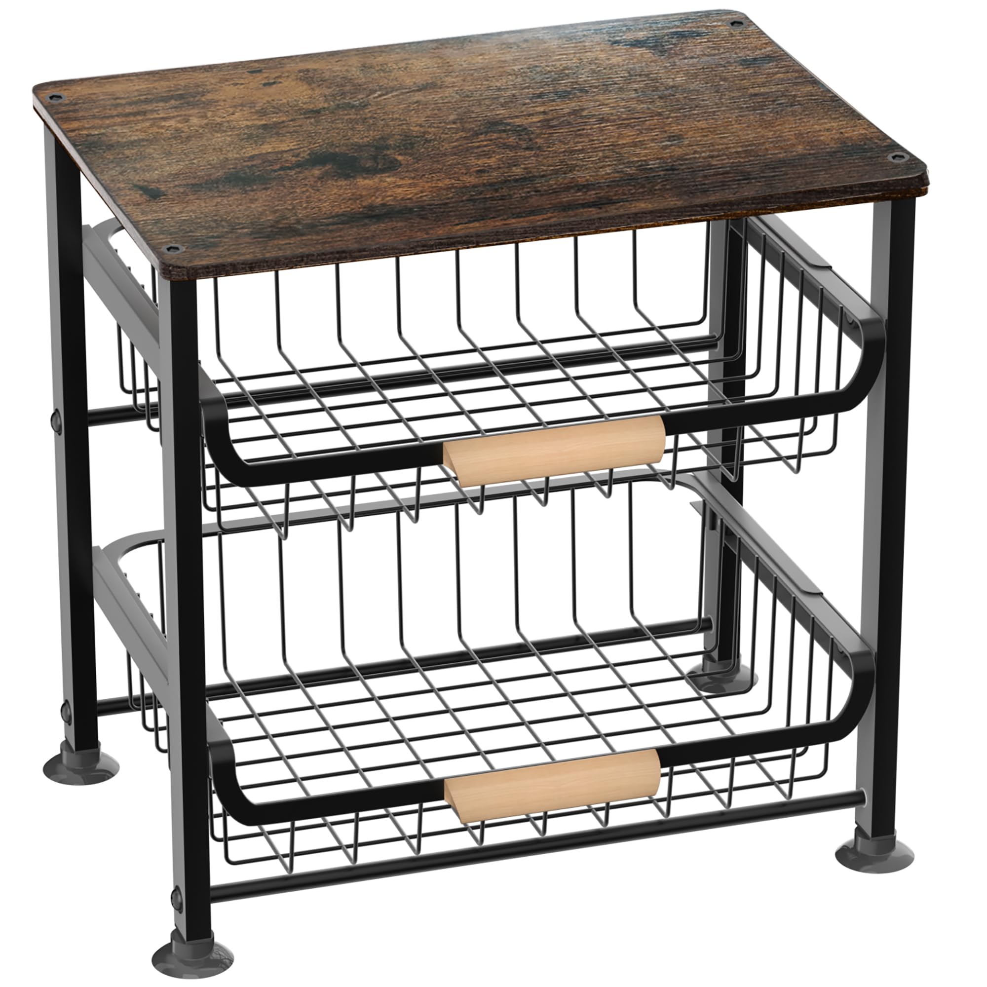 3-Layer Metal Kitchen Storage Basket with Handle - Countertop & Desktop Pull-Out Organizer for Fruits, Snacks, Vegetables | Perfect for Pantry, Office, Dorm Room Organization