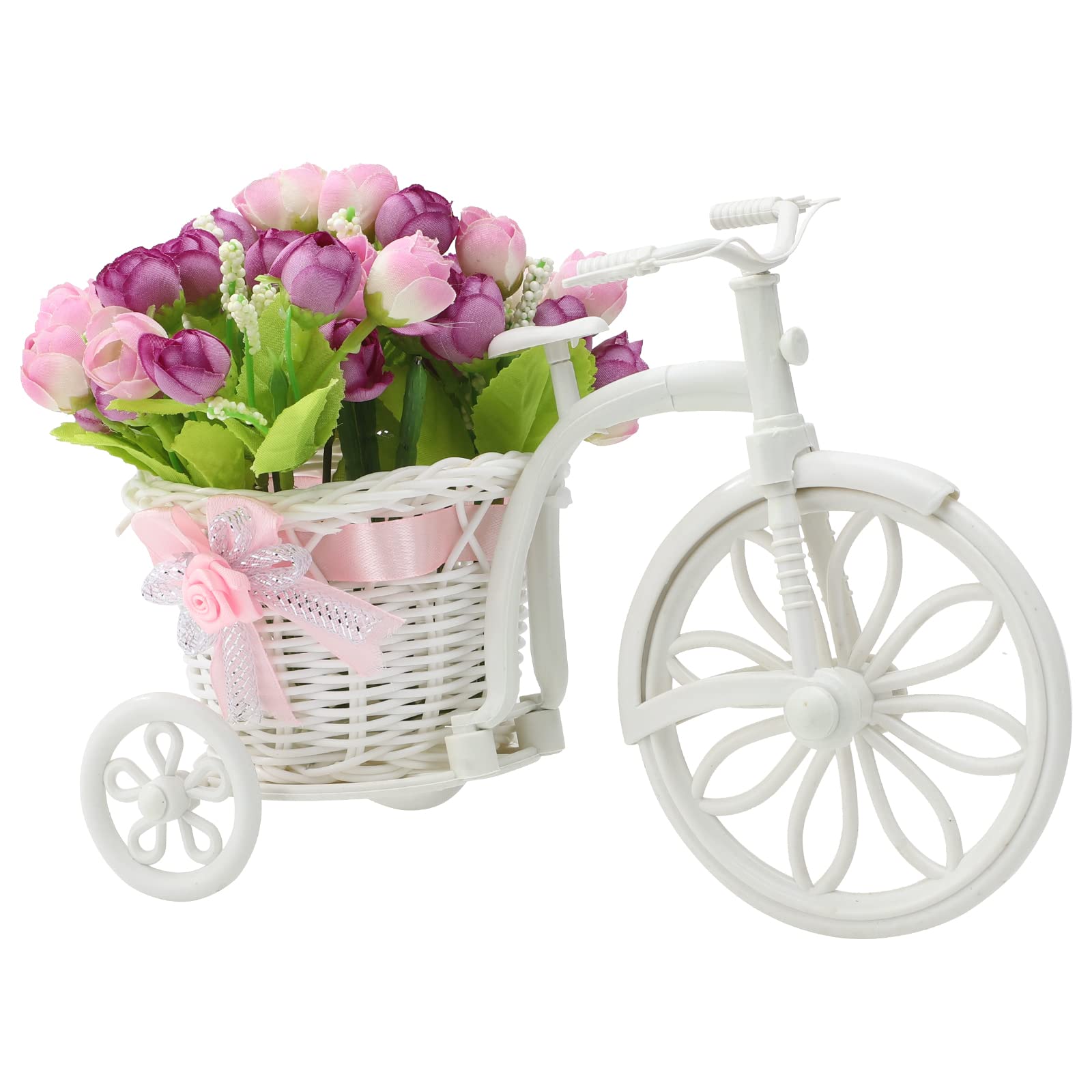 Vintage Bicycle Planter with Artificial Flowers - Purple Garden Decor for Home, Wedding, and Outdoor Patio Decorations | Perfect for Rustic Weddings, Porch Displays, and Garden Accents