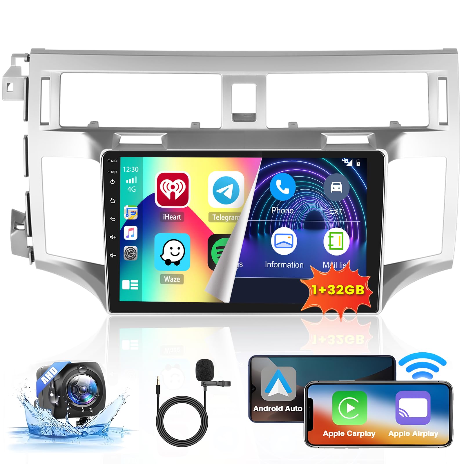 Hikity Android 13 Car Stereo for 2005-2010 Toyota Avalon - 9 Inch Touch Screen Radio with Wireless CarPlay & Android Auto, 1+32GB, FM Bluetooth GPS WiFi Backup Camera MIC - Perfect for Hands-Free Calling, Navigation & Entertainment While Driving
