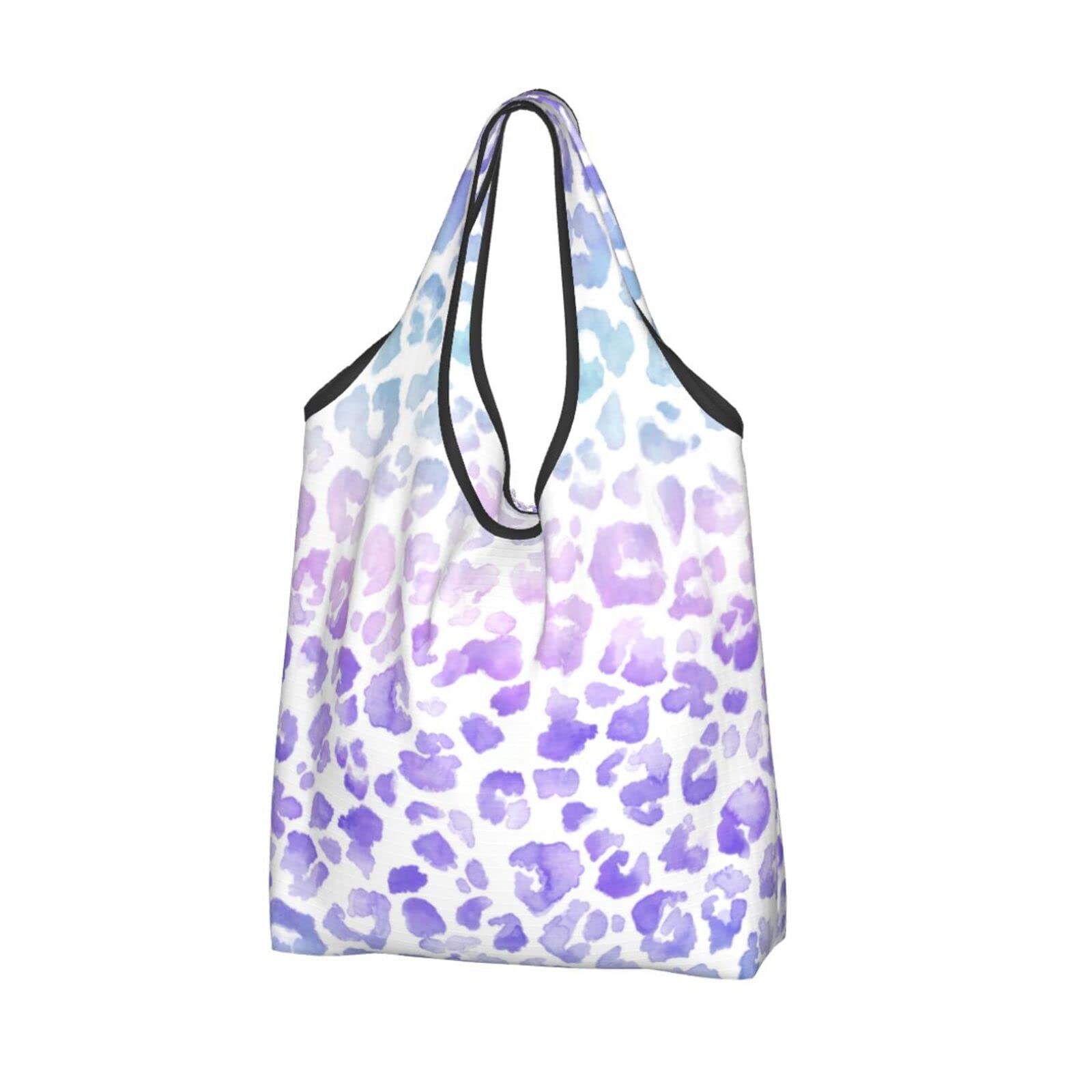 Eco-Friendly Tie-Dye Pink & Purple Leopard Print Reusable Shopping Bags - Waterproof Foldable Grocery Tote for Women, Beach, Market & Travel | Large Capacity Sustainable Tote Bag