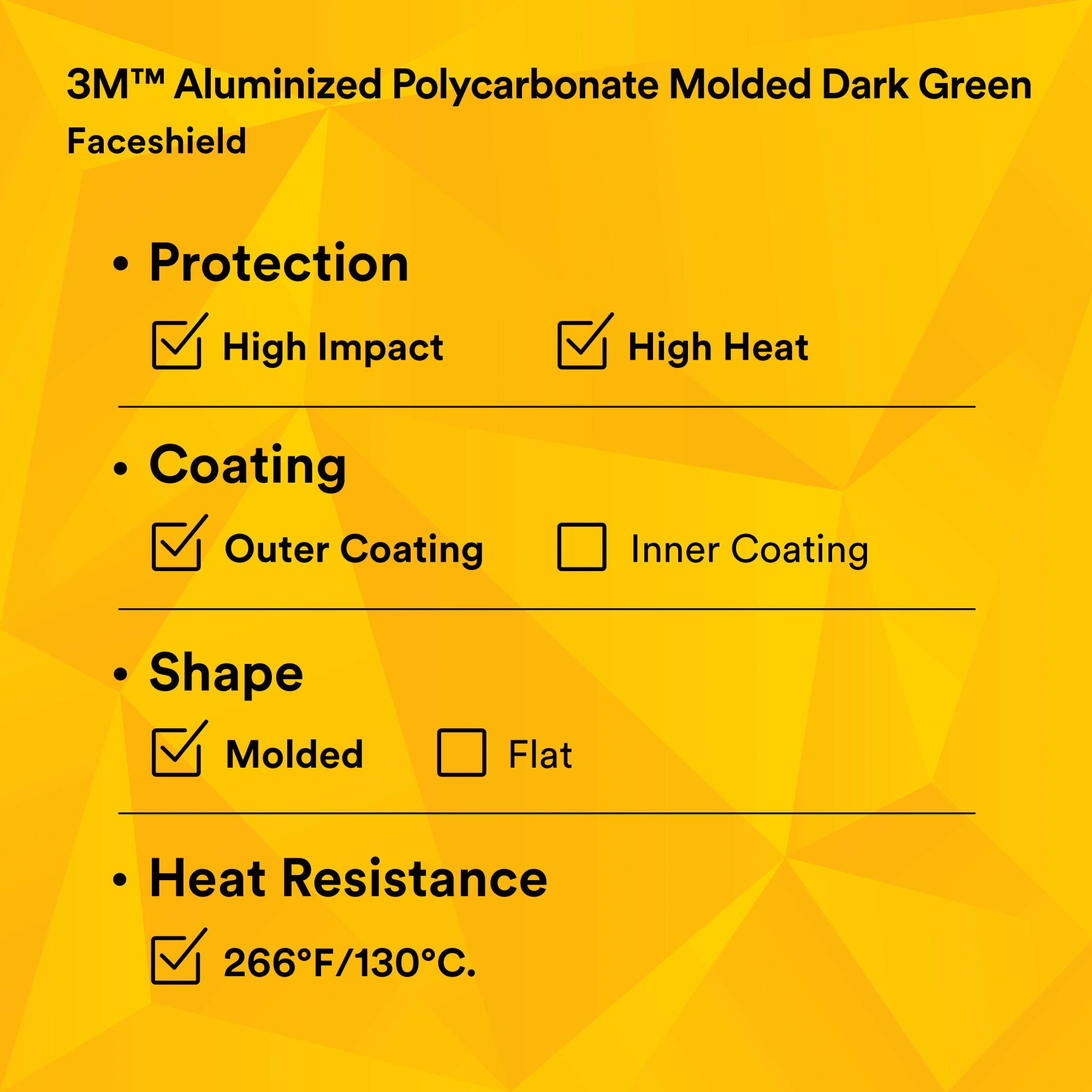 3M Aluminized Polycarbonate Molded Dark Green Faceshield Window 82509-00000 - Safety Face Shield for Welding, Grinding & Industrial Work Protection