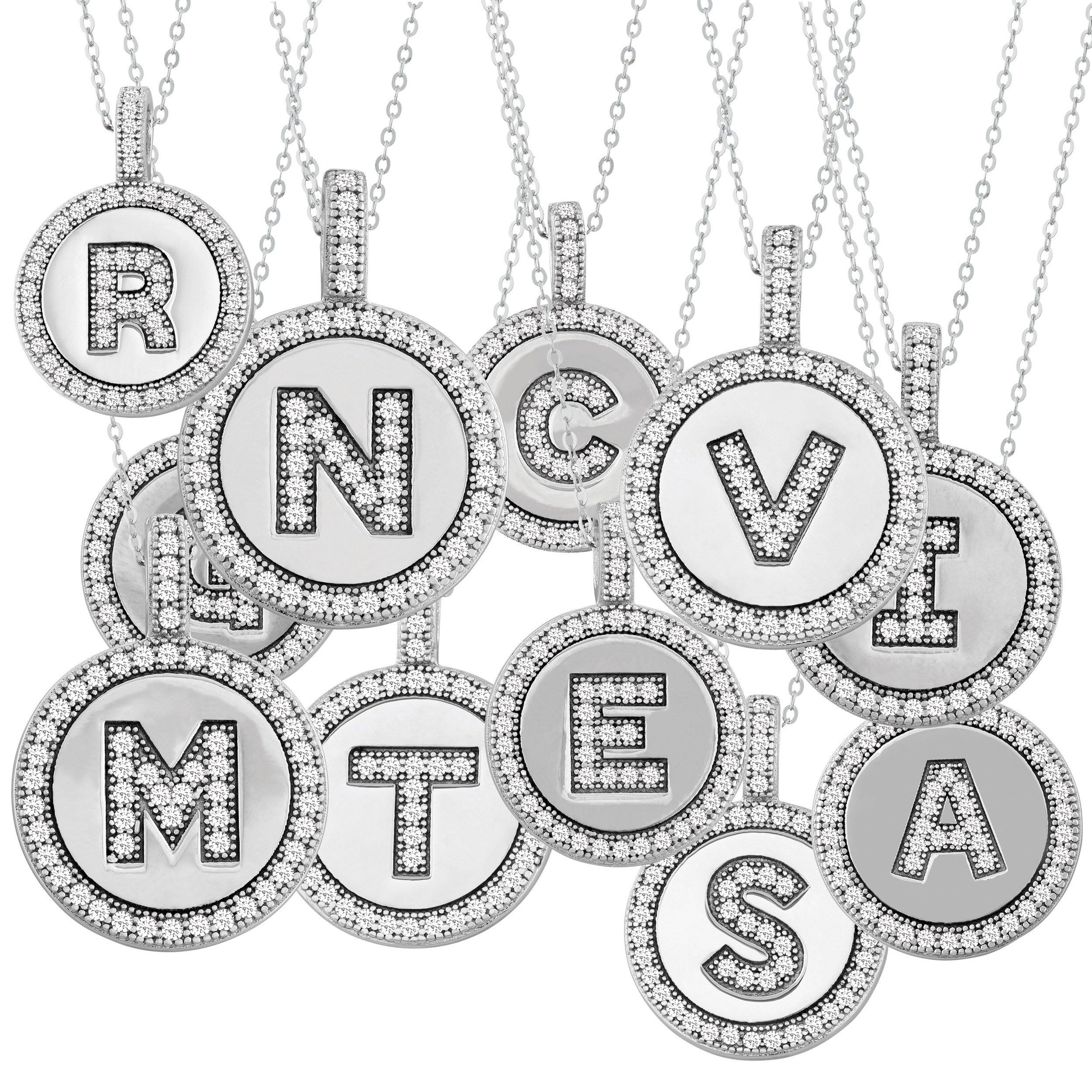 Sterling Silver Initial Necklace for Women - Cubic Zirconia Circle Letter Pendant - Personalized Jewelry Gift for Birthday, Anniversary & Everyday Wear