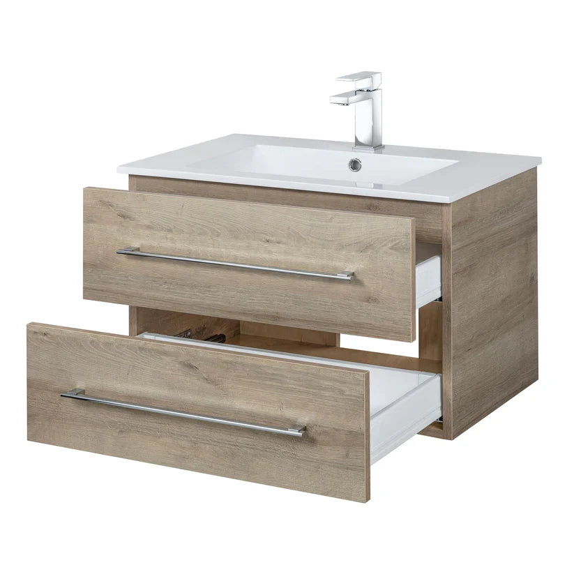 Cutler Kato 30 Inch Organic Wall Mount Bathroom Vanity with Sink - Modern Floating Vanity for Small Bathrooms, FV ORGANIC30 - Perfect for Contemporary Home, Apartment & Powder Room Decor