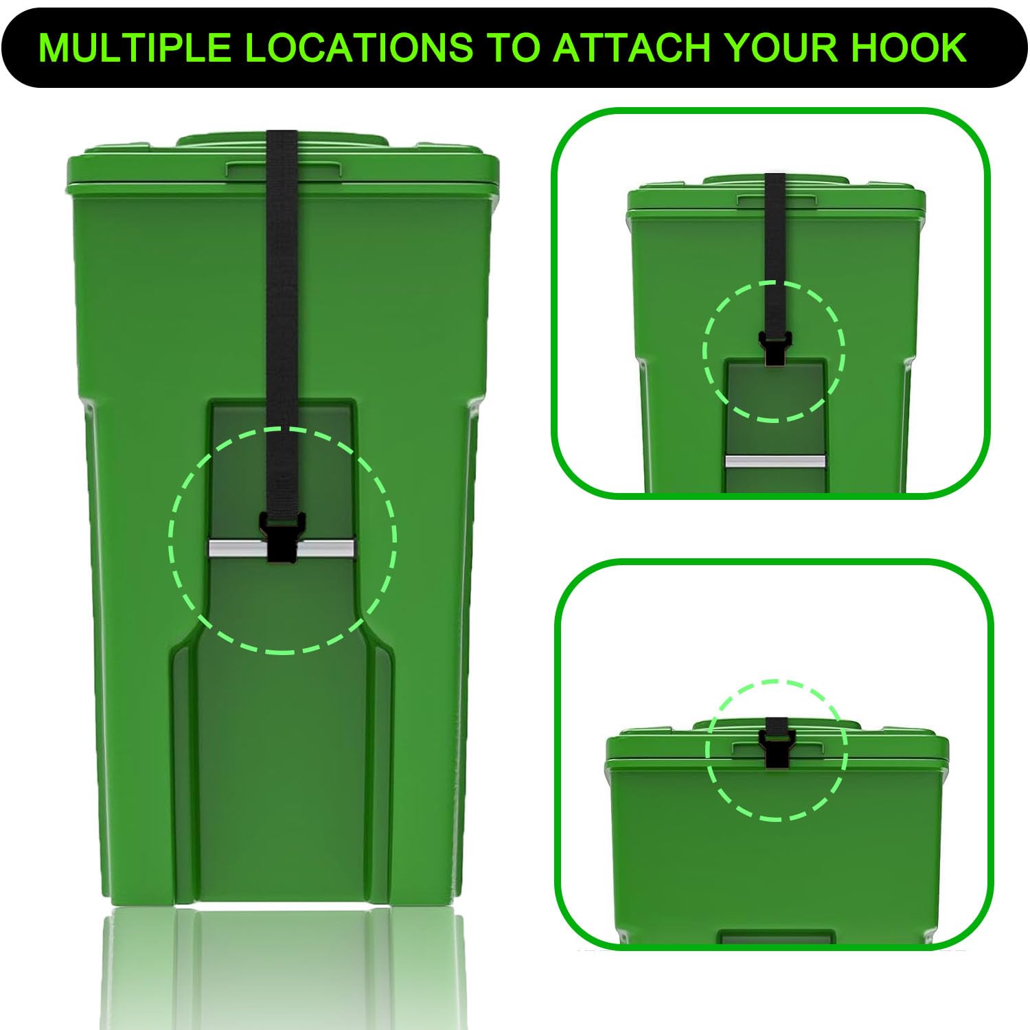 Universal Adjustable Metal Double Claw Trash Can Lock Strap - 1PC Secure Garbage Bin Lid Lock for Raccoons & Animals | Outdoor Trash Can Bungee Cord Belt for Home, Camping & Backyard Use