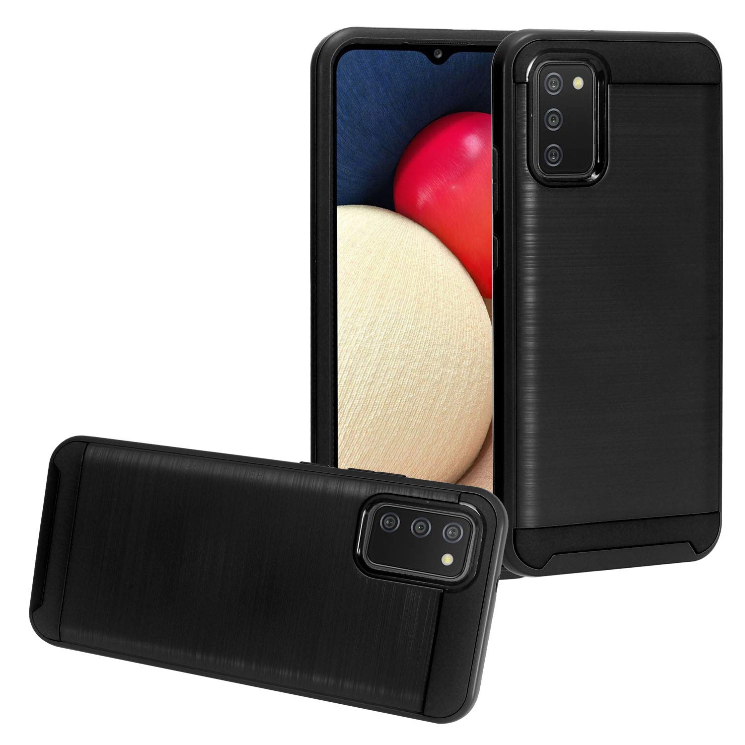 Samsung Galaxy A02S (SM-A025) Phone Case - Premium Brushed Style Protective Cover - CS3 Black - Perfect for Everyday Use & Travel Protection