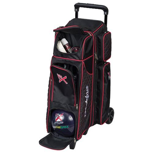 KR Royal Flush 4x4 Bowling Ball Roller Bag - Black/Red - Heavy Duty Bowling Bag with 4 Ball Capacity for League Play & Tournaments - Perfect for Bowling Enthusiasts & Pro Players