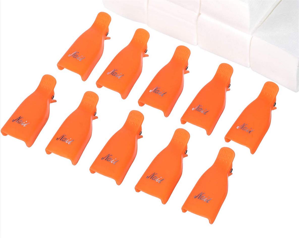 IME Nail Polish Remover Clips Set - 10pcs Orange Gel Soak Off Caps for UV Manicure, Acrylic Nails & Nail Art | Perfect for Salon & Home Nail Care