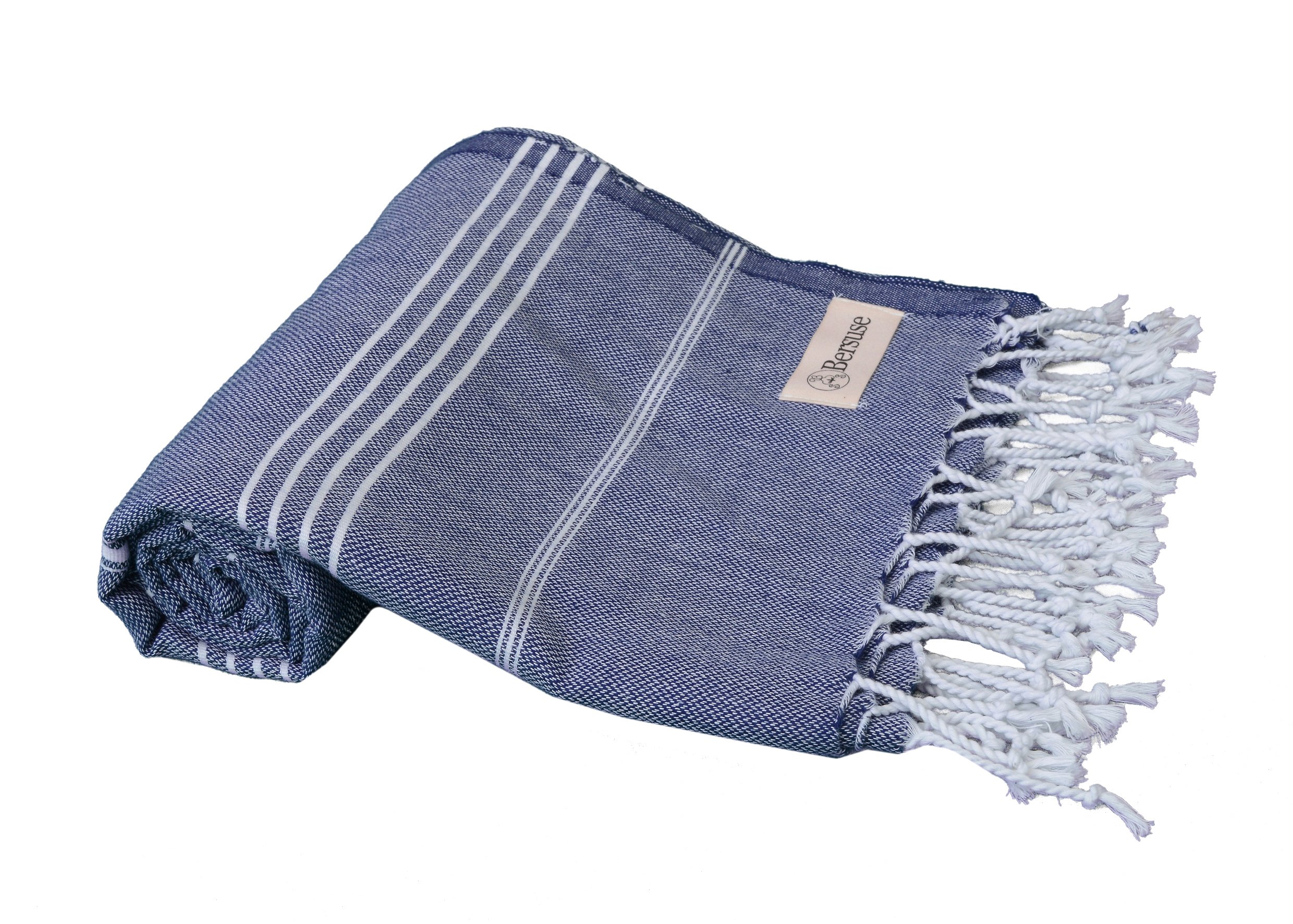 Premium Turkish Beach Towels - 100% Cotton Large Quick-Dry Peshtemal Towel (37x70 Inches) | Sand-Free & Lightweight for Pool, Beach & Travel | Anatolia Collection Dark Blue (Set of 6)