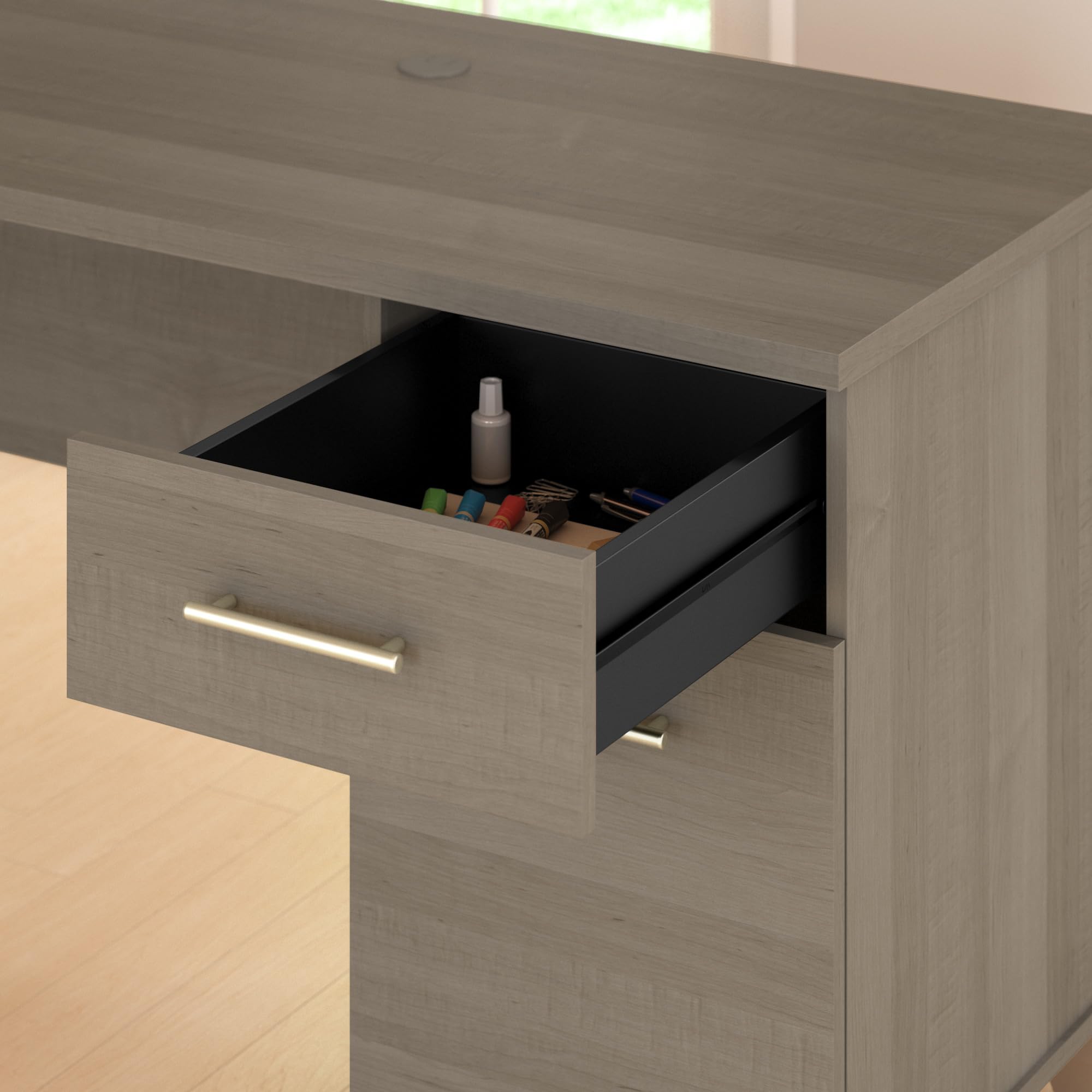Bush Furniture 72-inch Home Office Desk with Drawers - Large Computer Table for Personal Workspace, Somerset Collection in Ash Gray - Perfect for Remote Work, Study & Gaming Setup