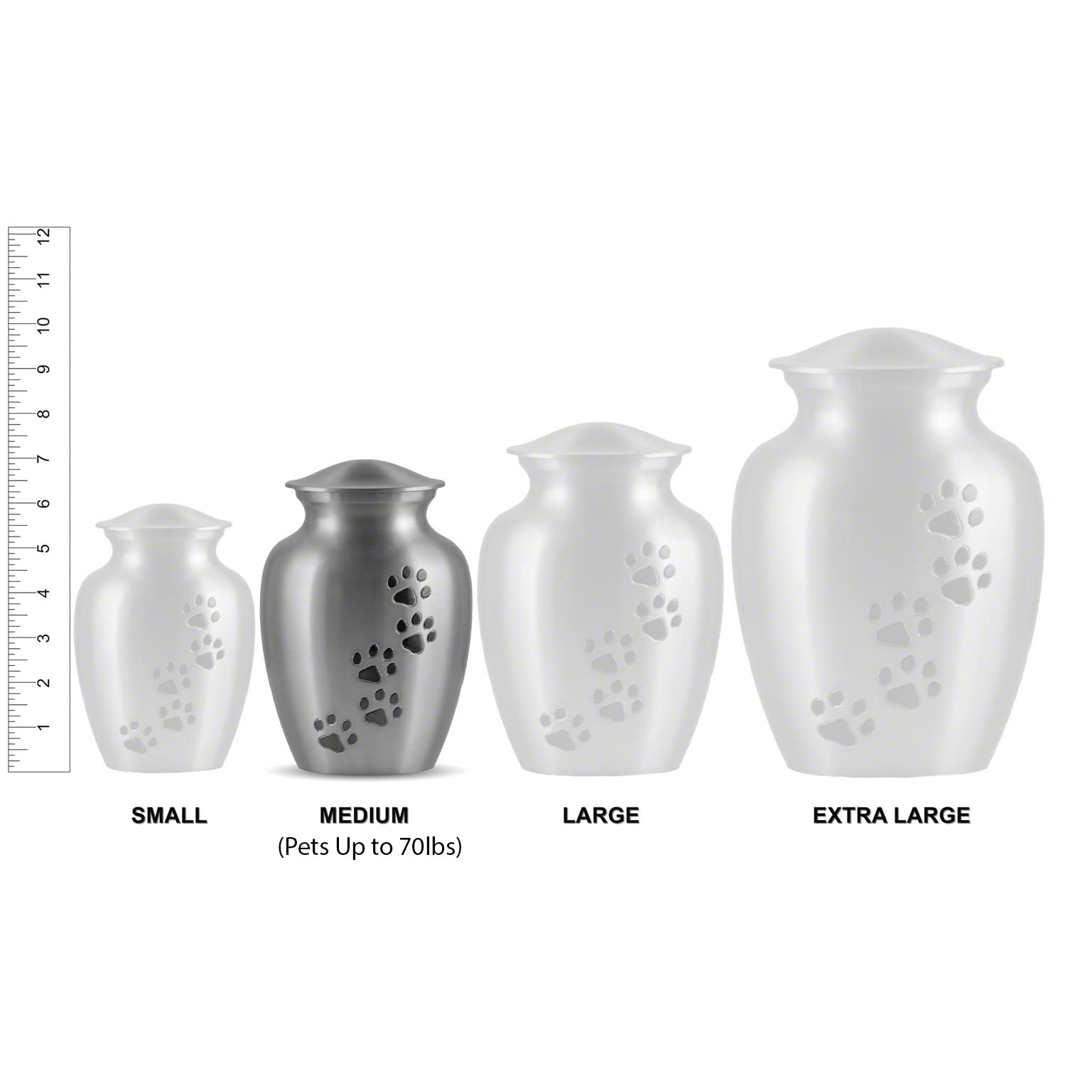 Personalized Pet Urn for Dogs and Cats - Ottillie Paws Premier Series Memorial Urn, Medium Amethyst Purple with Horizontal Pewter Paws, Perfect for Home Memorials and Pet Remembrance