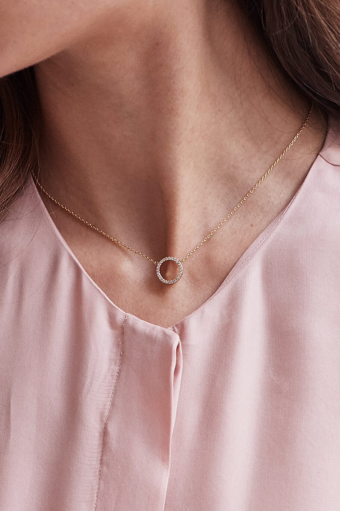 Circle CZ Necklace for Women - Elegant Cubic Zirconia Pendant Jewelry - Perfect for Parties, Weddings & Everyday Wear