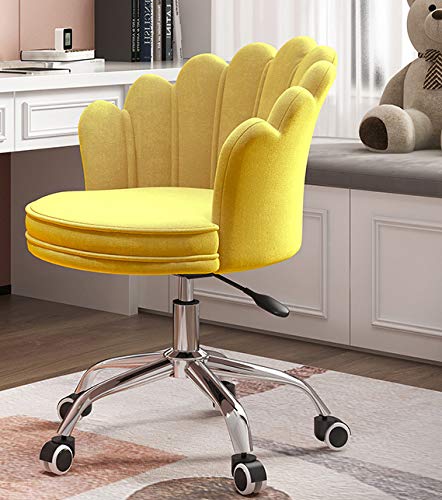 LHY SAVE Velvet Upholstered Adjustable Swivel Office Chair - Ergonomic Executive Desk Chair for Home Office, Living Room & Bedroom - Soft Accent Vanity Chair with 360° Rotation (Yellow) | Perfect for Remote Work, Gaming & Relaxation
