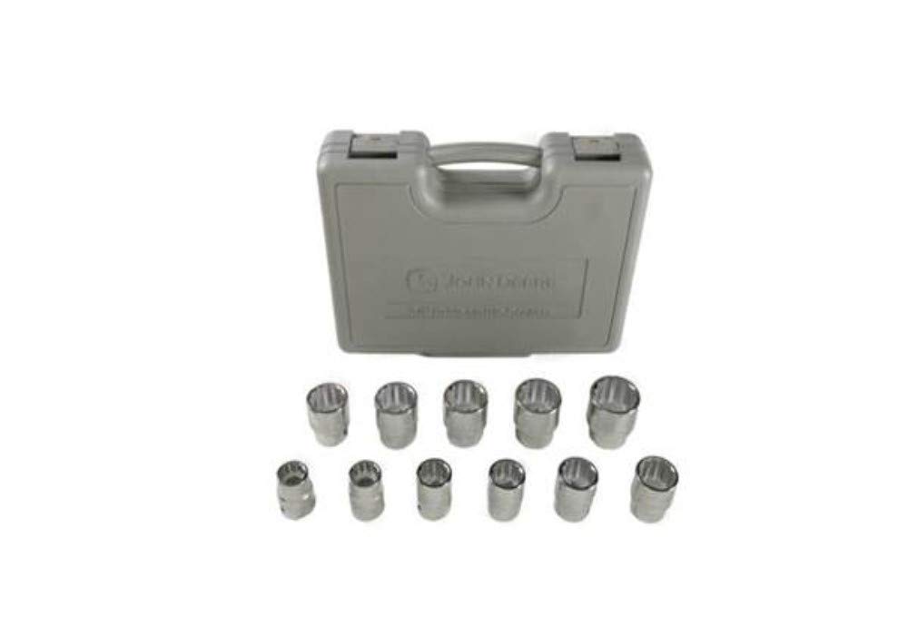 John Deere 3/4-Inch Drive 11-Piece Regular Socket Set - Heavy Duty Tool Kit for Automotive Repair, Machinery Maintenance & Farm Equipment