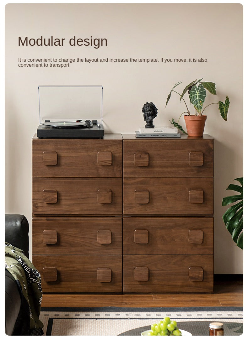 Premium Black Walnut Solid Wood TV Stand with Modular Design - Stylish Media Console for Living Room, Home Theater & Entertainment Centers