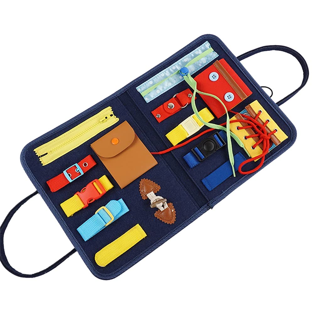 Montessori Busy Board for Toddlers - Sensory Learning Toy with Dress-Up Activities for Boys & Girls | Early Education Toy for Fine Motor Skills & Basic Dressing Practice | Perfect for Travel, Home Play & Preschool Learning