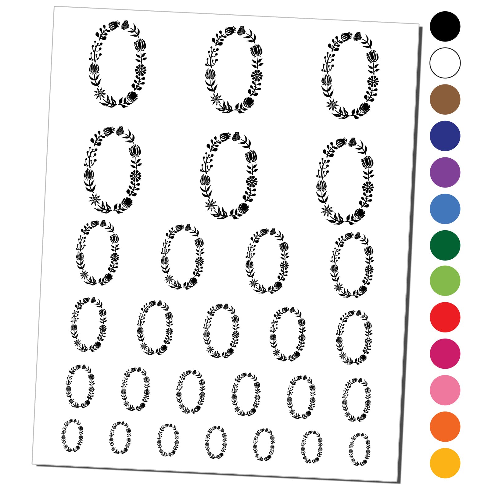 Elegant Floral Number 0 Temporary Tattoo Set - Waterproof Fake Body Art for Women & Men - Black Botanical Design (1 Sheet) - Perfect for Parties, Festivals, and Special Occasions