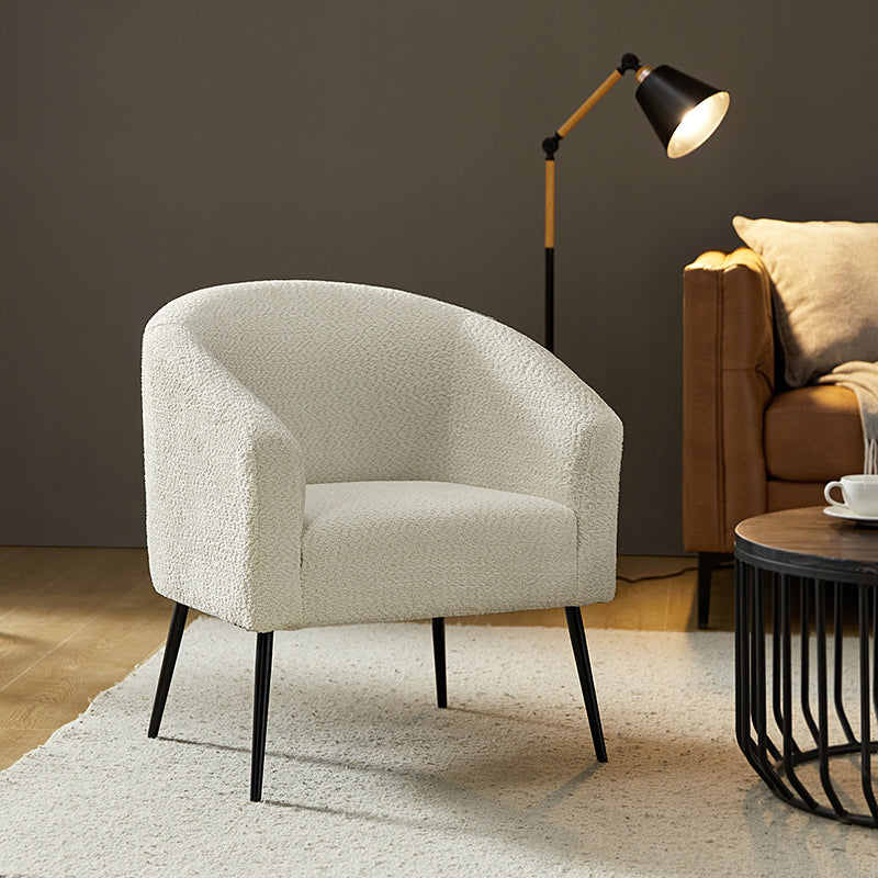 Gregory Modern Boucle Armchair - Mid Century Style Accent Chair with Soft Fabric Upholstery for Living Room, Bedroom & Office Decor