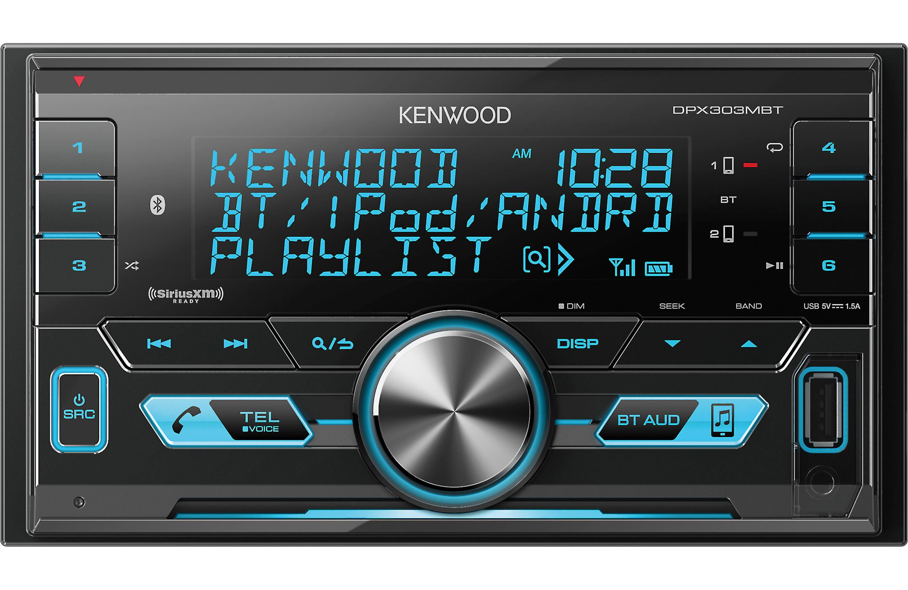 Kenwood DPX303MBT Digital Media Receiver - Bluetooth, USB, MP3/WMA/AAC Playback, 13-Band EQ | Perfect for Car Audio & Road Trips