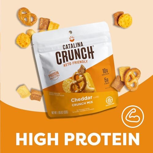 Catalina Crunch High Protein Keto Snack Mix - Low Carb, High Fiber Grab & Go Variety Pack (12 Bags: 6 Traditional & 6 Cheddar) | 1.85oz Bags for Work, School & Travel | Keto Friendly Protein Snacks for Weight Loss & Healthy Lifestyle