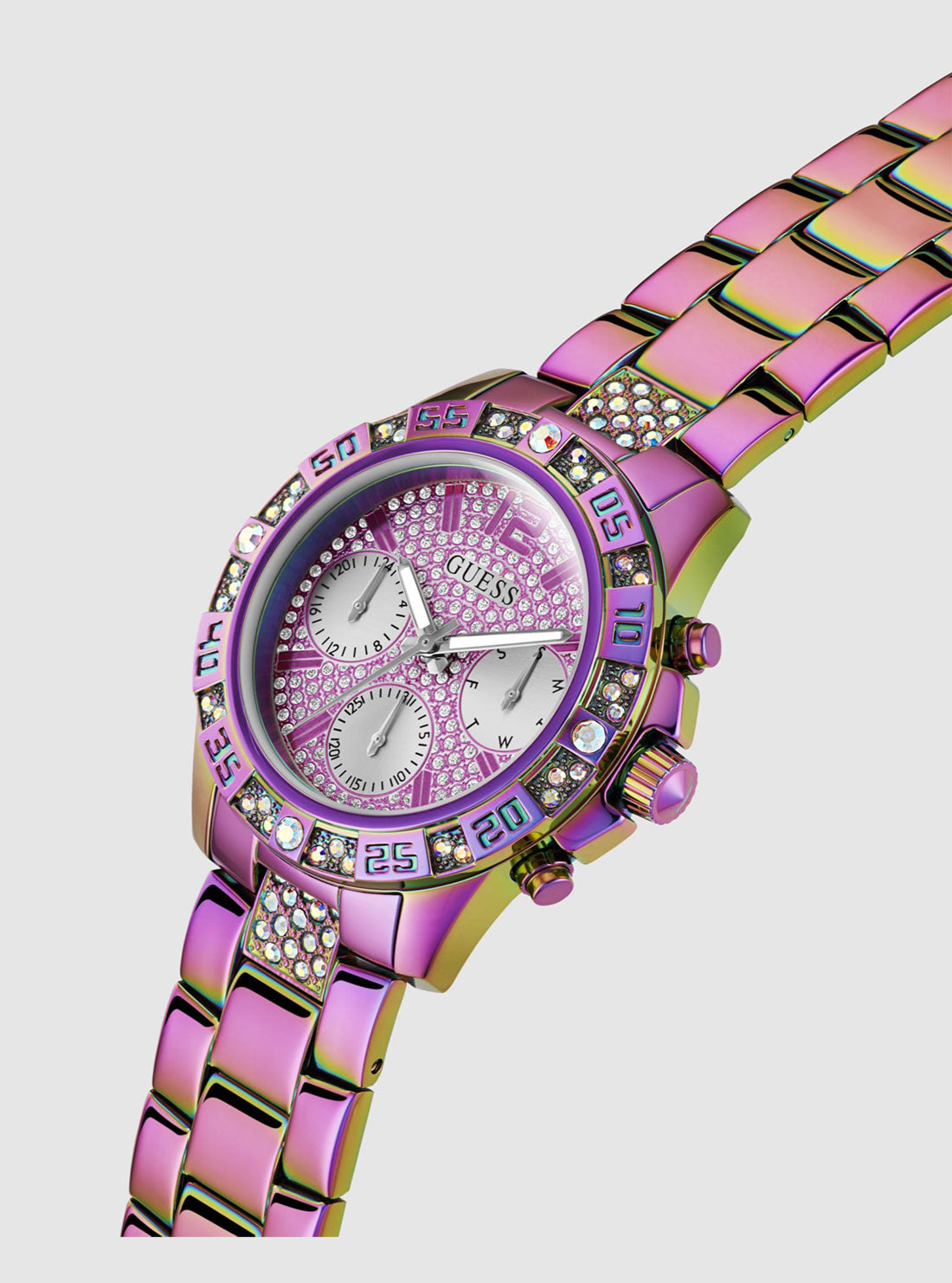Iridescent Majesty Link Watch - Elegant Stainless Steel Women's Wristwatch for Formal Events & Everyday Wear