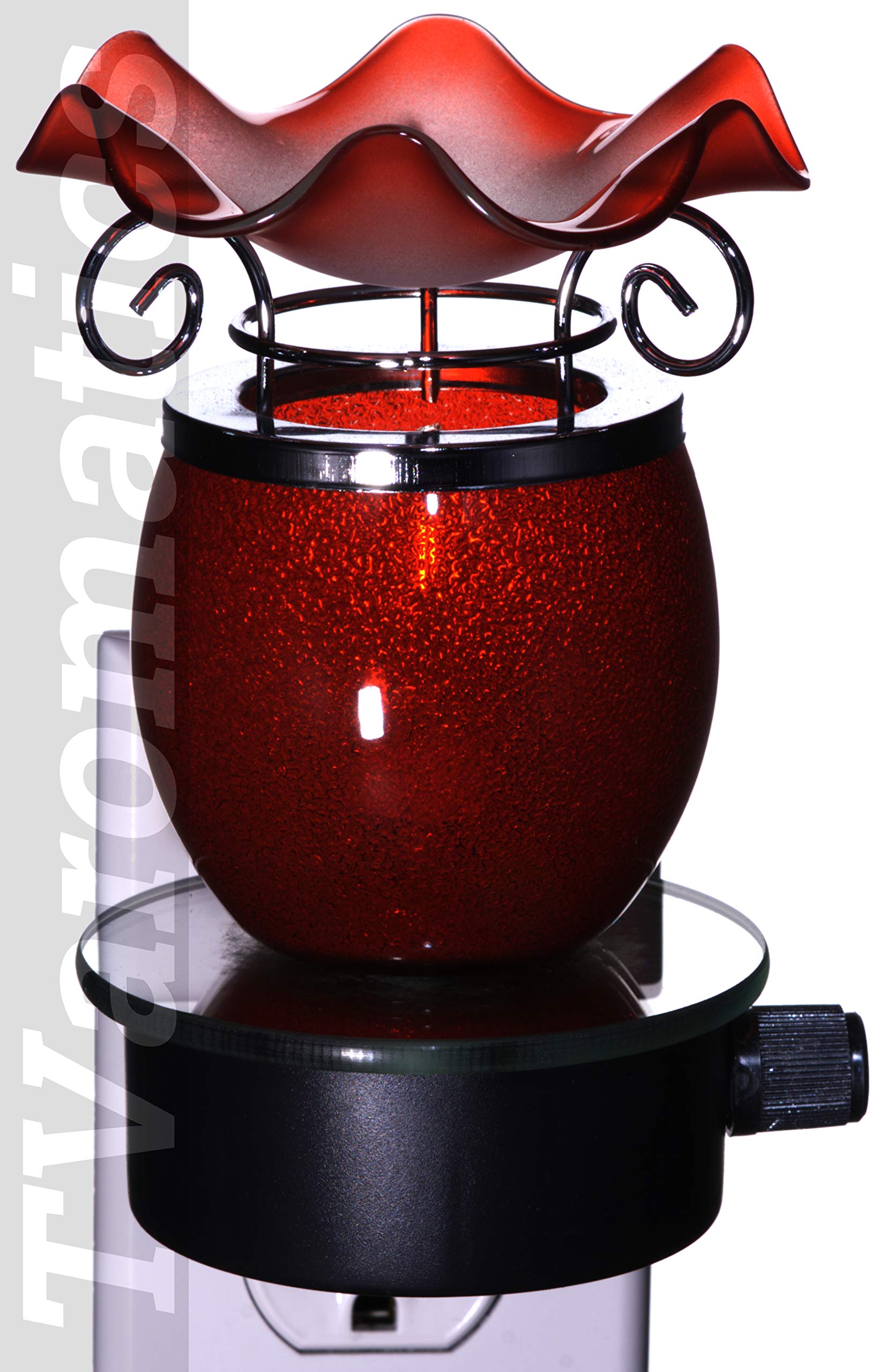 TVaromatics Red Glass Plug-in Aroma Lamp Oil Warmer - Essential Oil Diffuser for Home, Office & Spa | Creates Relaxing Ambiance with Fragrant Scents
